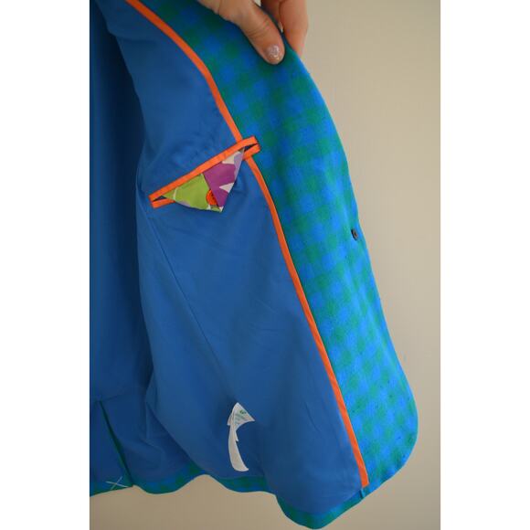 J Crew Blue Checked Blazer Size 00 - Picture 3 of 5